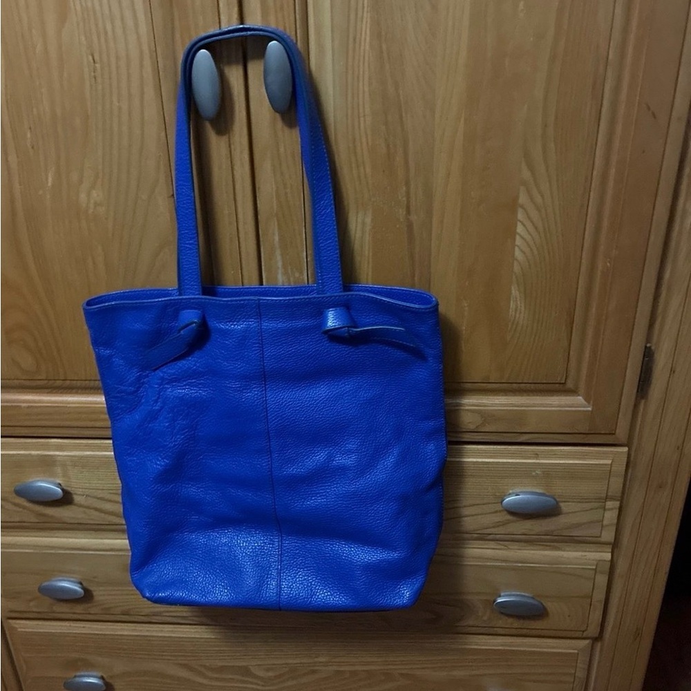 Banana Republic Blue Leather Tote Bag